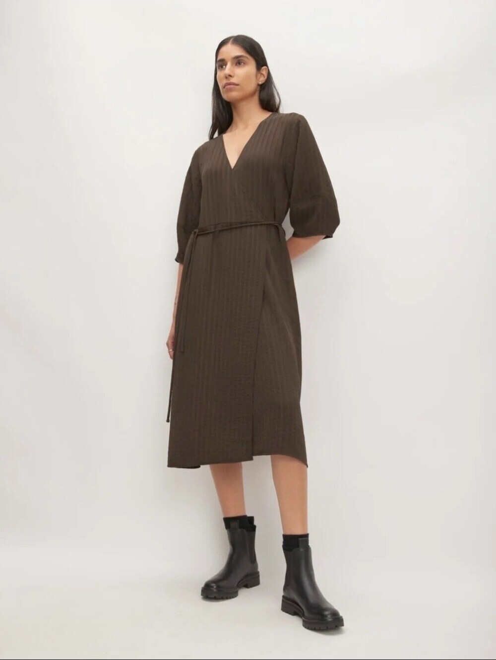 Everlane City Stripe Wrap Dress Size 14